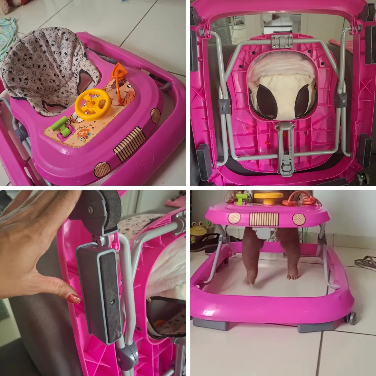 Andador Infantil Rosa com Atividades - Ótimo Estado