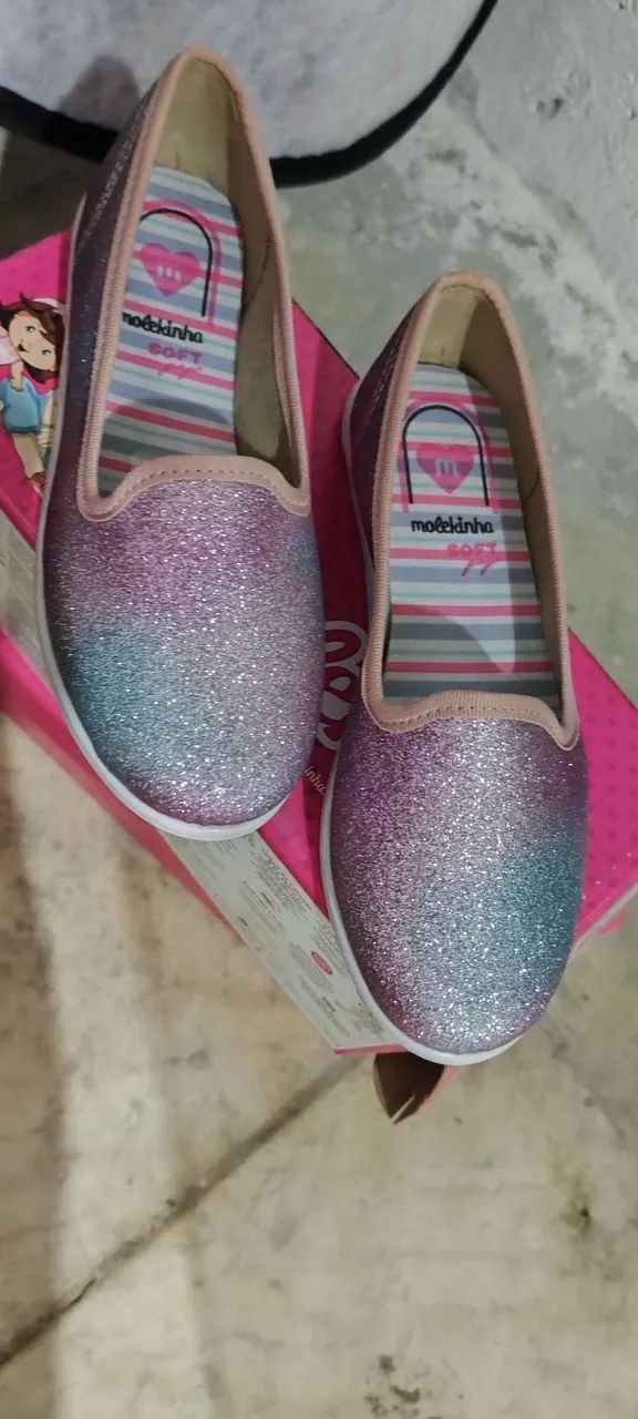 Sapatilhas Glitter Infantil - Rosa e Azul - Foto 2