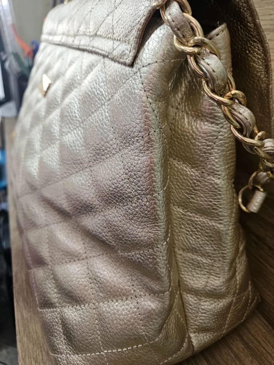 Bolsa em couro dourado - BRUNELLY - Foto 3