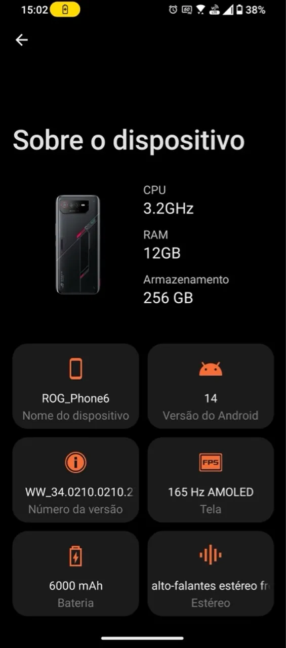 Rog 6 aircooler original, 2 anos de uso
