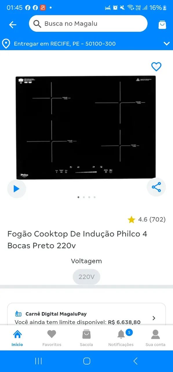 Fogão cooktop de indução Philco 4 bocas 220V - Foto 3