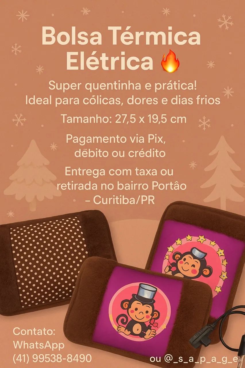 BOLSA ELÉTRICA DE ÁGUA QUENTE - Várias Estampas e Espaço para as Mãos