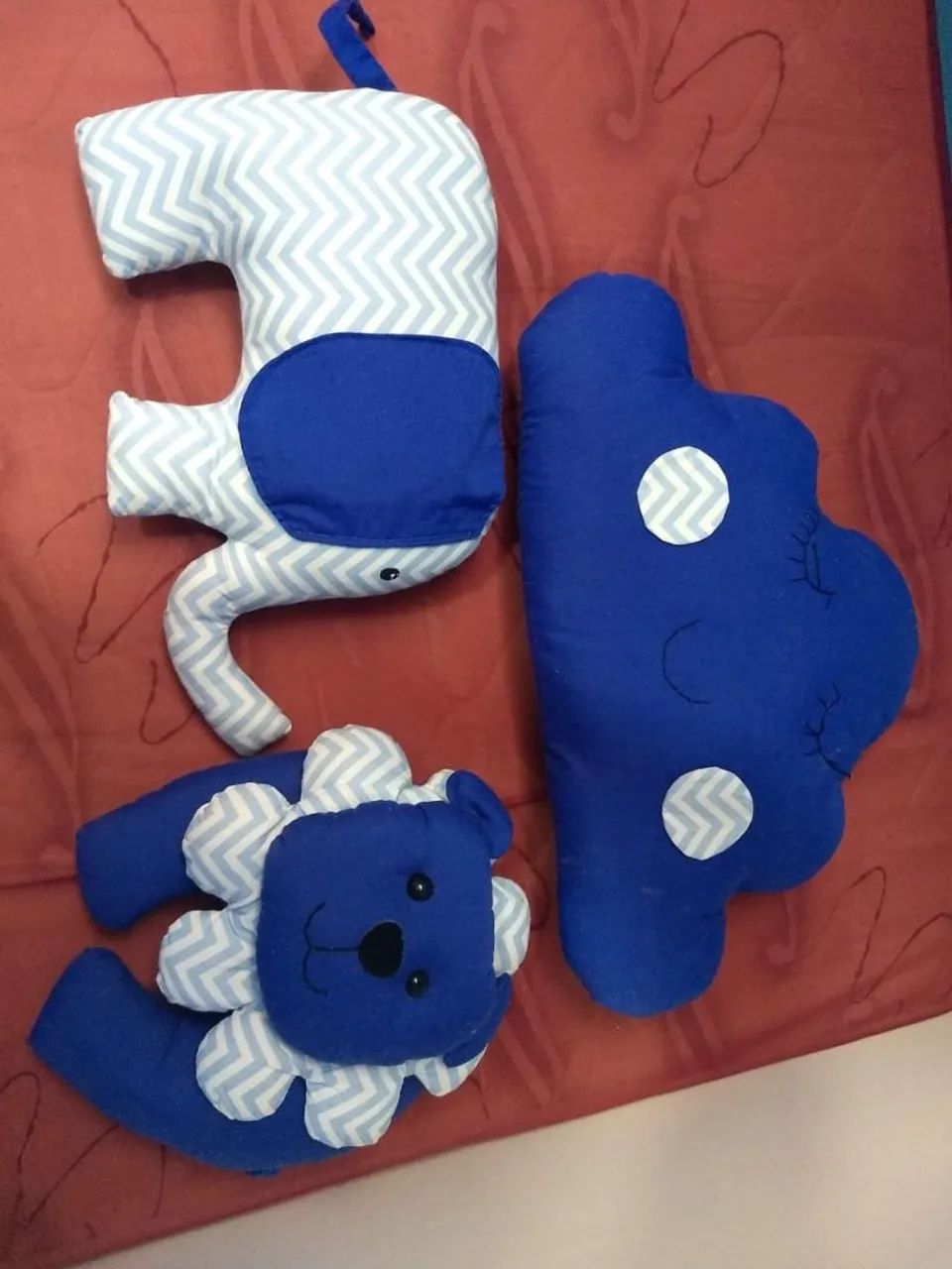 Kit de almofadas para bebê - Elefante, leão e nuvem