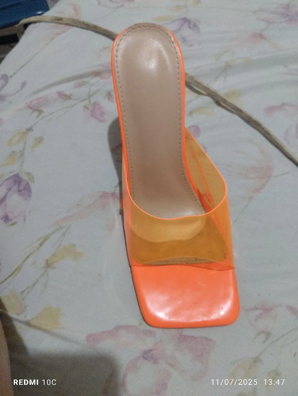 Sandália Feminina Laranja Transparente