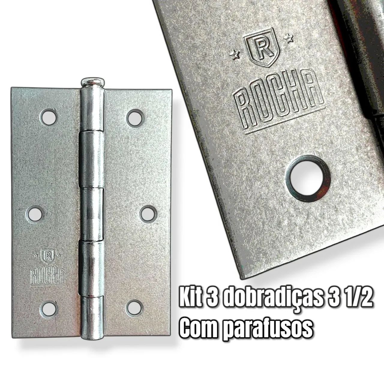 3-Piece Zinc-Coated Hinge Set, 3½ Inches, with Screws for Doors64739518487297121