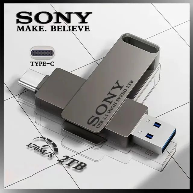 PENDRIVE METALIZADO 2 EM 1, TIPO A E C DE 2TB, INTERFACE USB 3.0 NA COR GRAFITE. - Foto 2