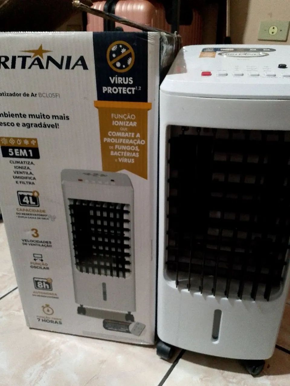 Climatizador de Ar Britânia 5 em 1 com Função Ionizar