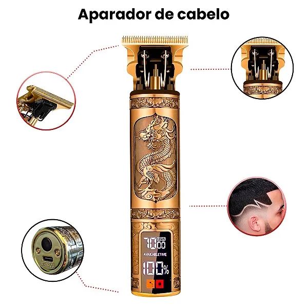 Máquina de Cortar Cabelo e Acabamento com Potência de 5W e Visor Led - Tomate - Foto 3