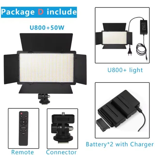 Painel Led Nagnahz U800+Controle+baterias e carregador+conector+fonte, a caixa  - Foto 6