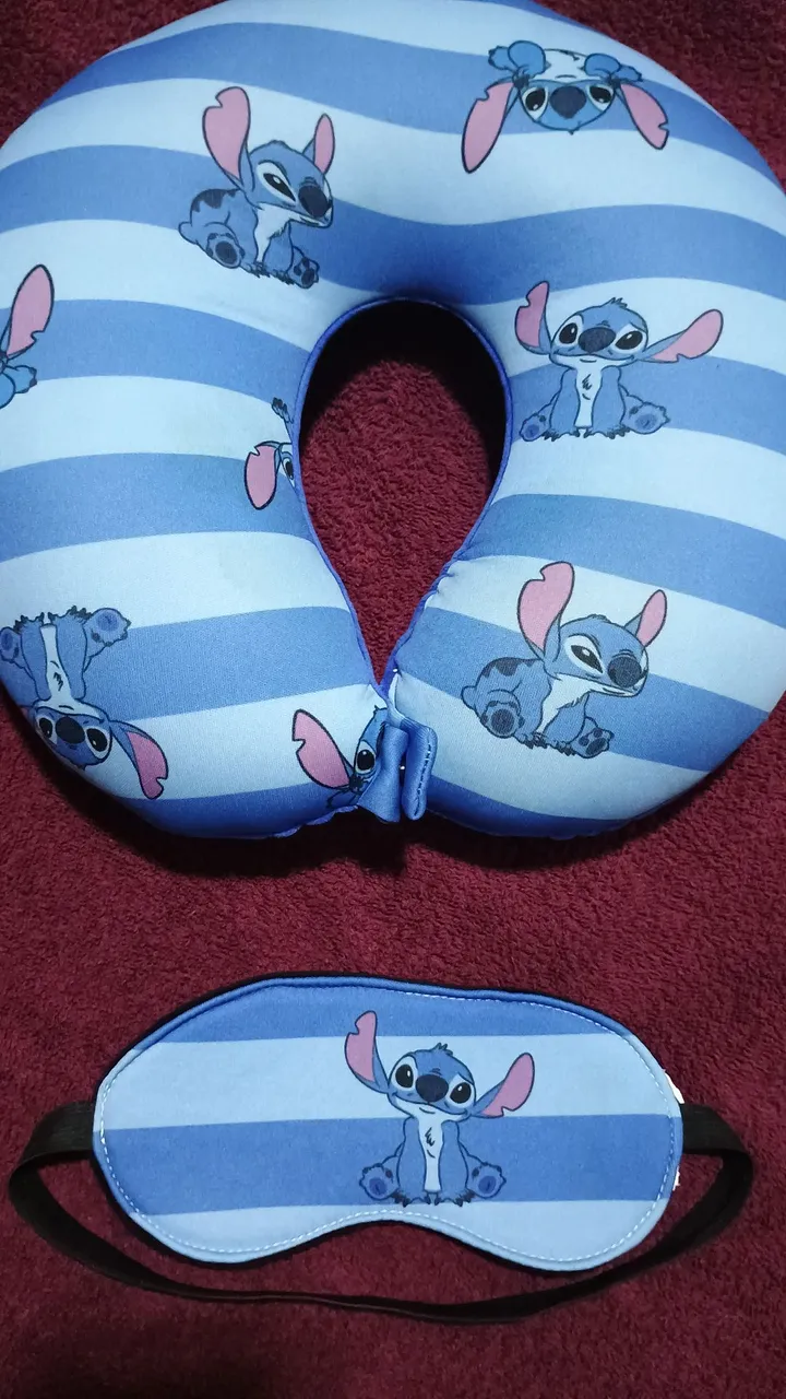 Kit de viagem Stitch: almofada e máscara de olhos