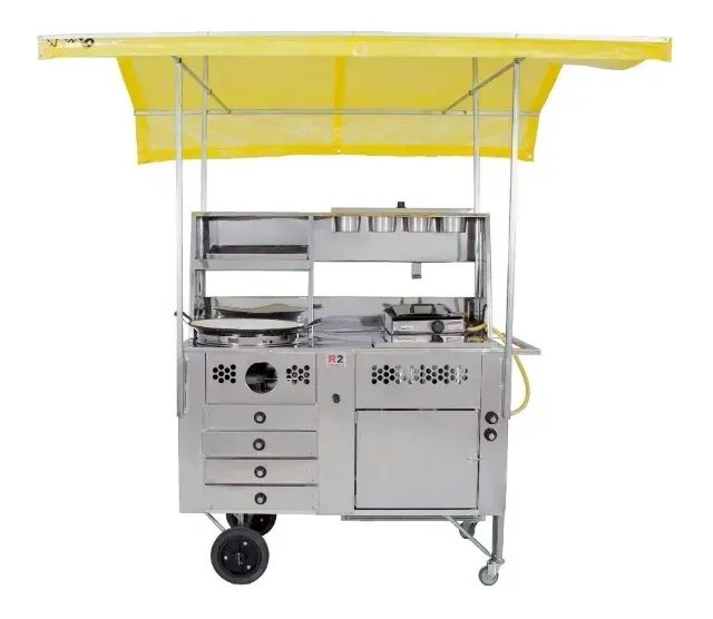 Carrinho 4 Em 1 Lanche, Hot-dog, Pastel E Batata - Inox R2