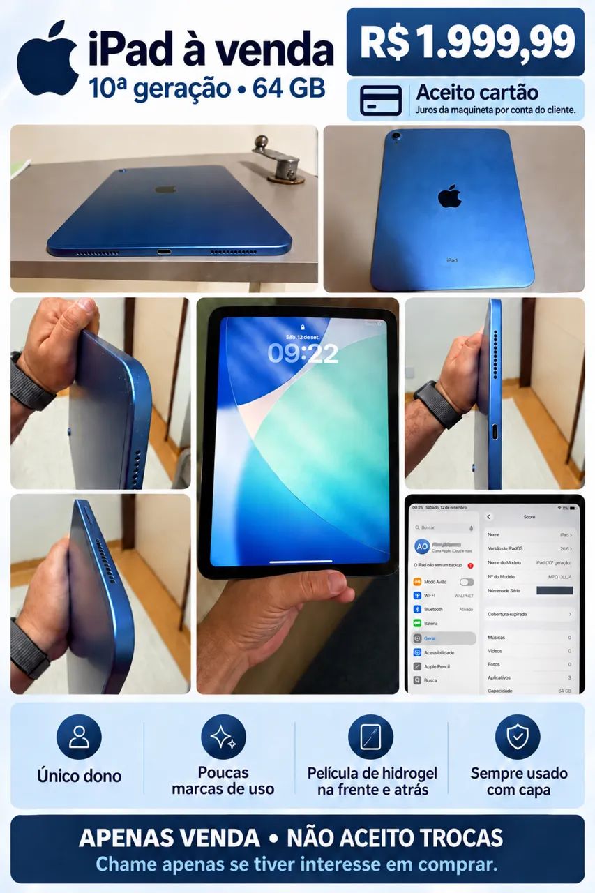 iPad 10ª Geração 64 GB