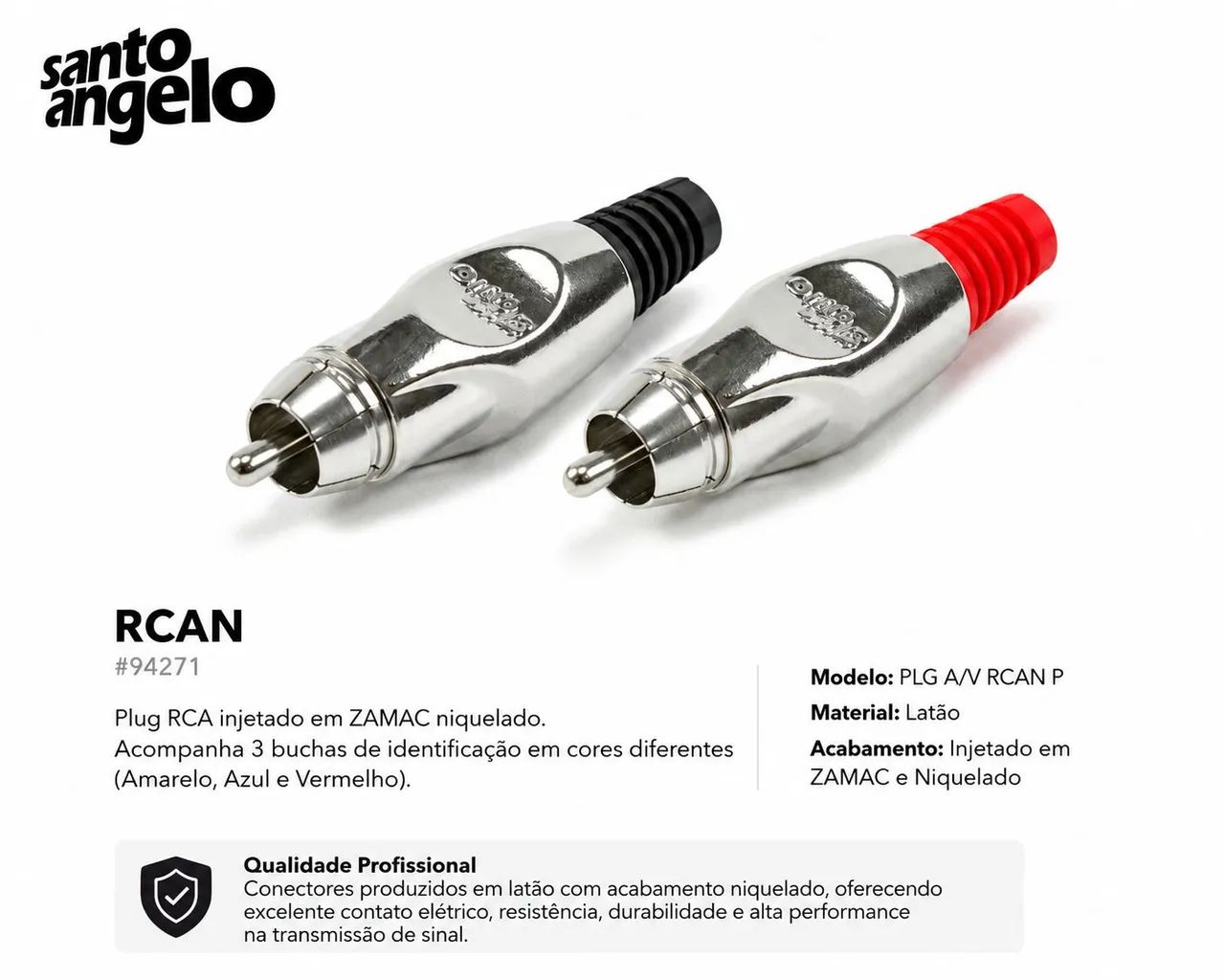 Cabo RCA x RCA Profissional Blindado 1,8 Metros Santo Ângelo  - Foto 2