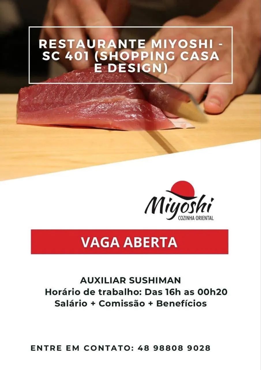 Vaga Auxiliar de Sushiman 
