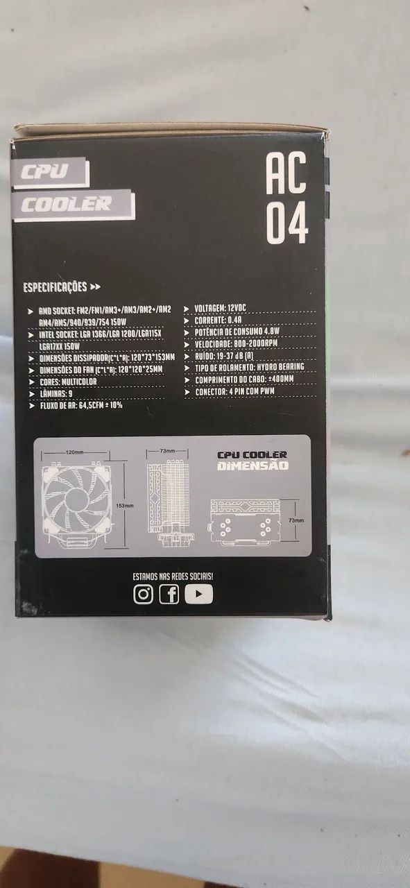 Cooler de CPU Gamer RGB Zero na Caixa - AMD e Intel - Foto 2