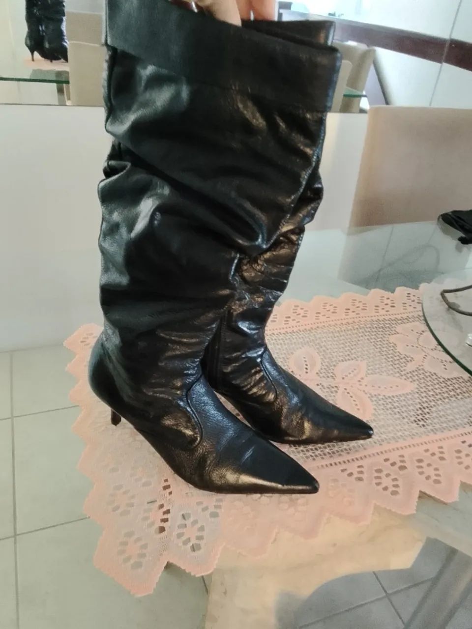 Bota cano longo 36 couro legítimo 