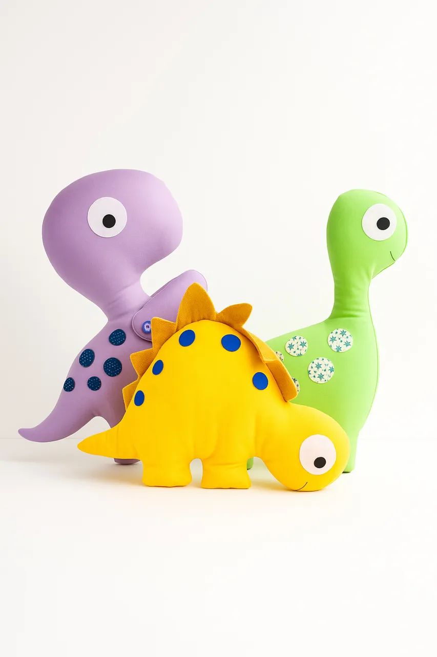 pelúcias de dinossauro feitas à mão