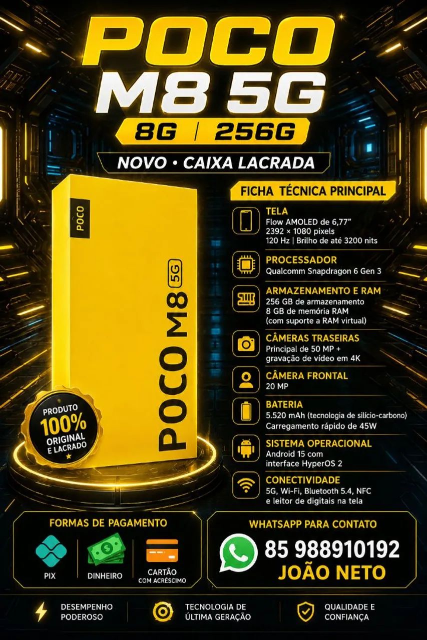 Poco M8 5g 8/256 caixa lacrada novo 