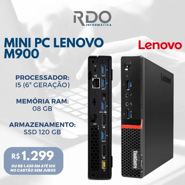 Mini Computador M900 Lenovo I5 6A SSD 120GB - Computadores e