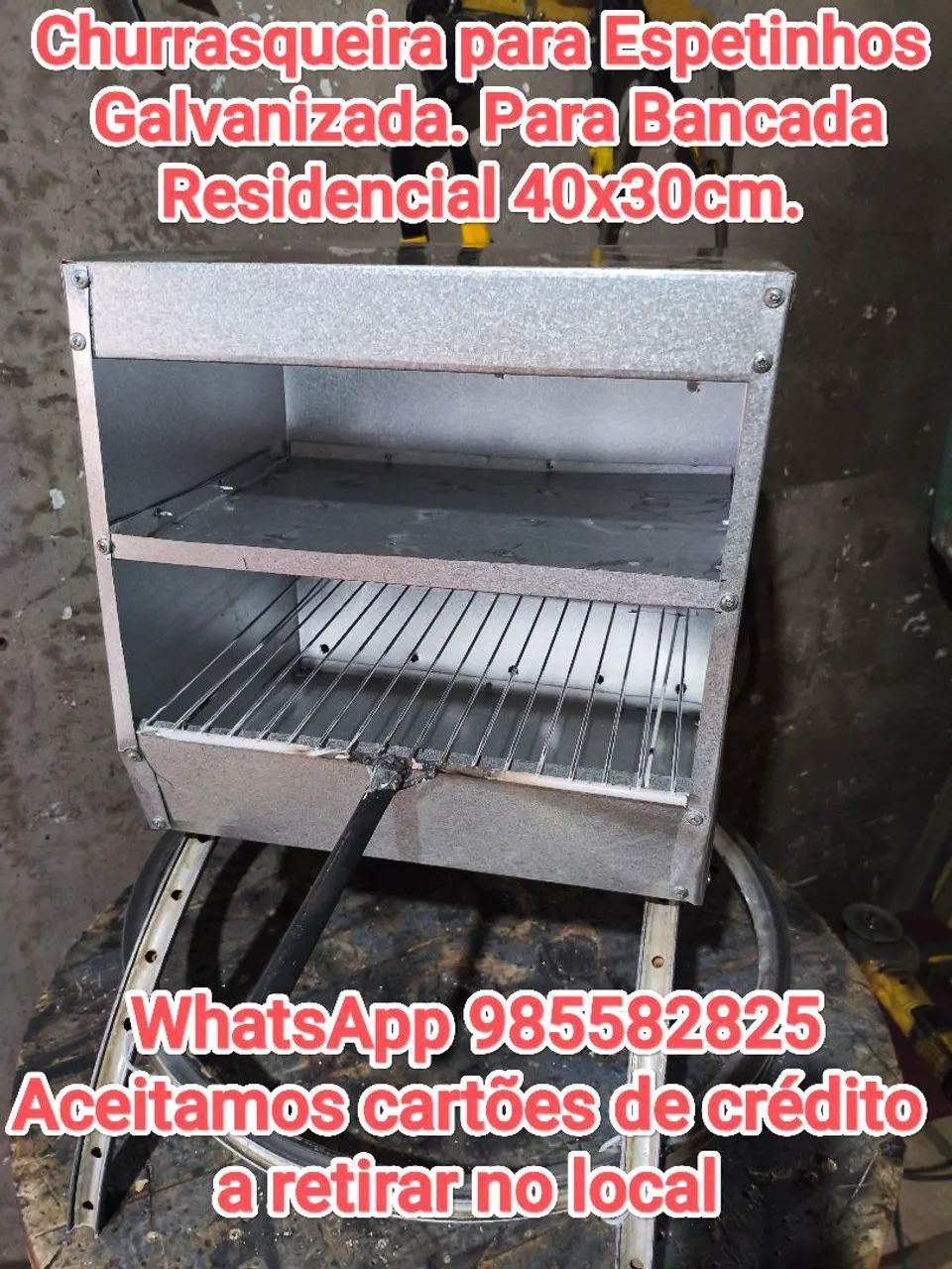 Mini churrasqueira para espetinhos 40x30x40cm 
