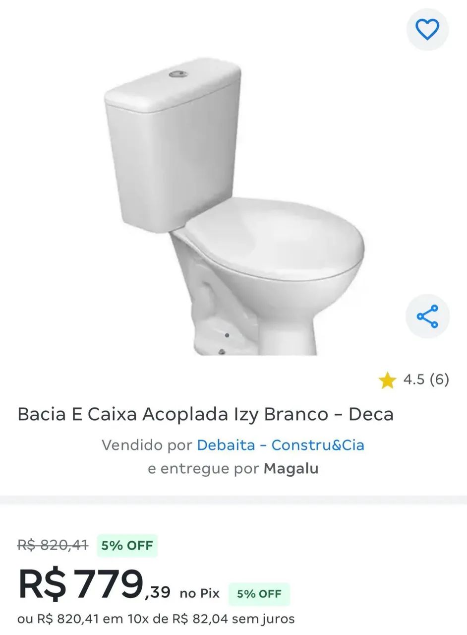 1 Vasos sanitários DECA, com caixa acoplada R$400,00 - Foto 2