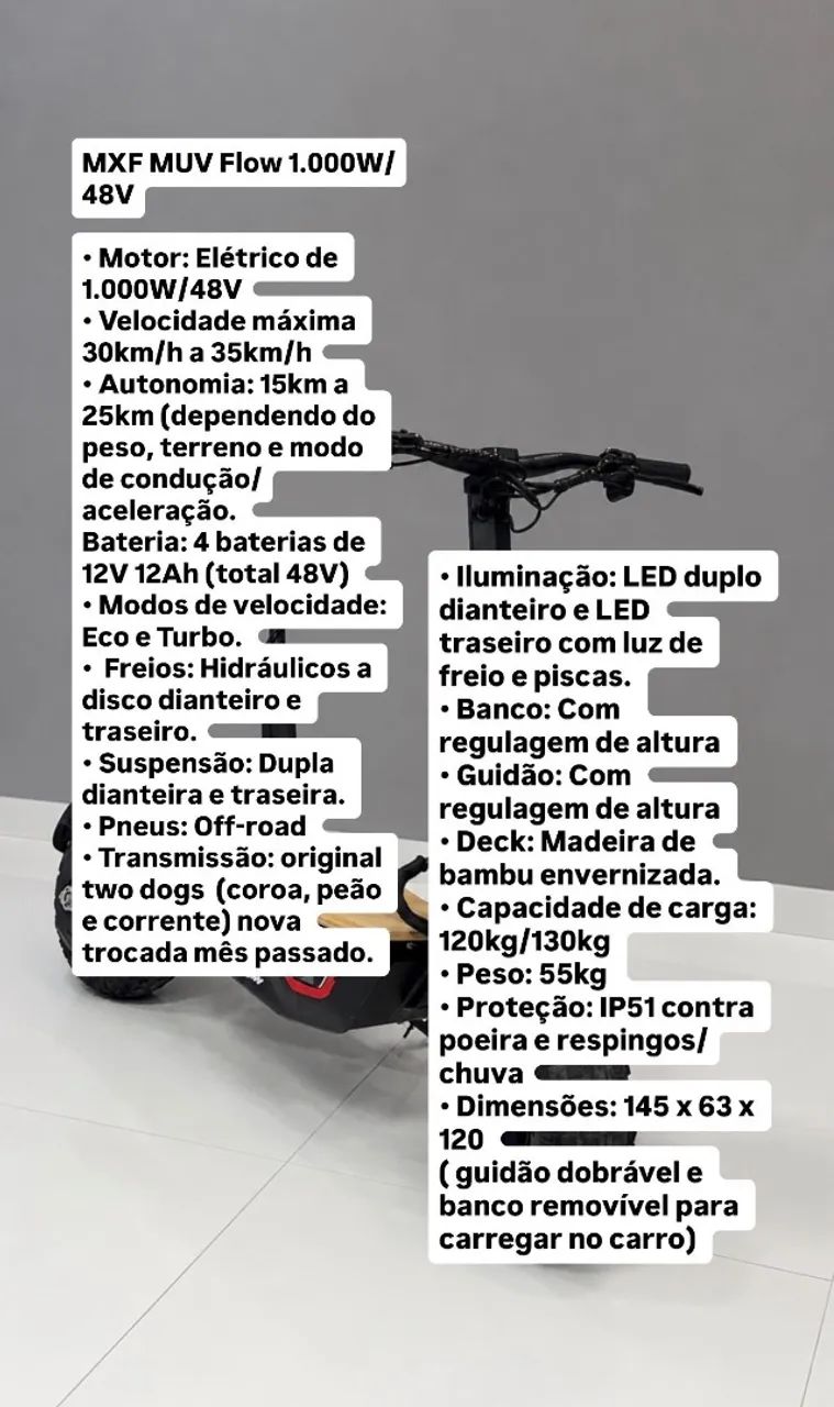 PATINETE SCOOTER Elétrica MXF MUV FLOW 1000W 48V  - Foto 2