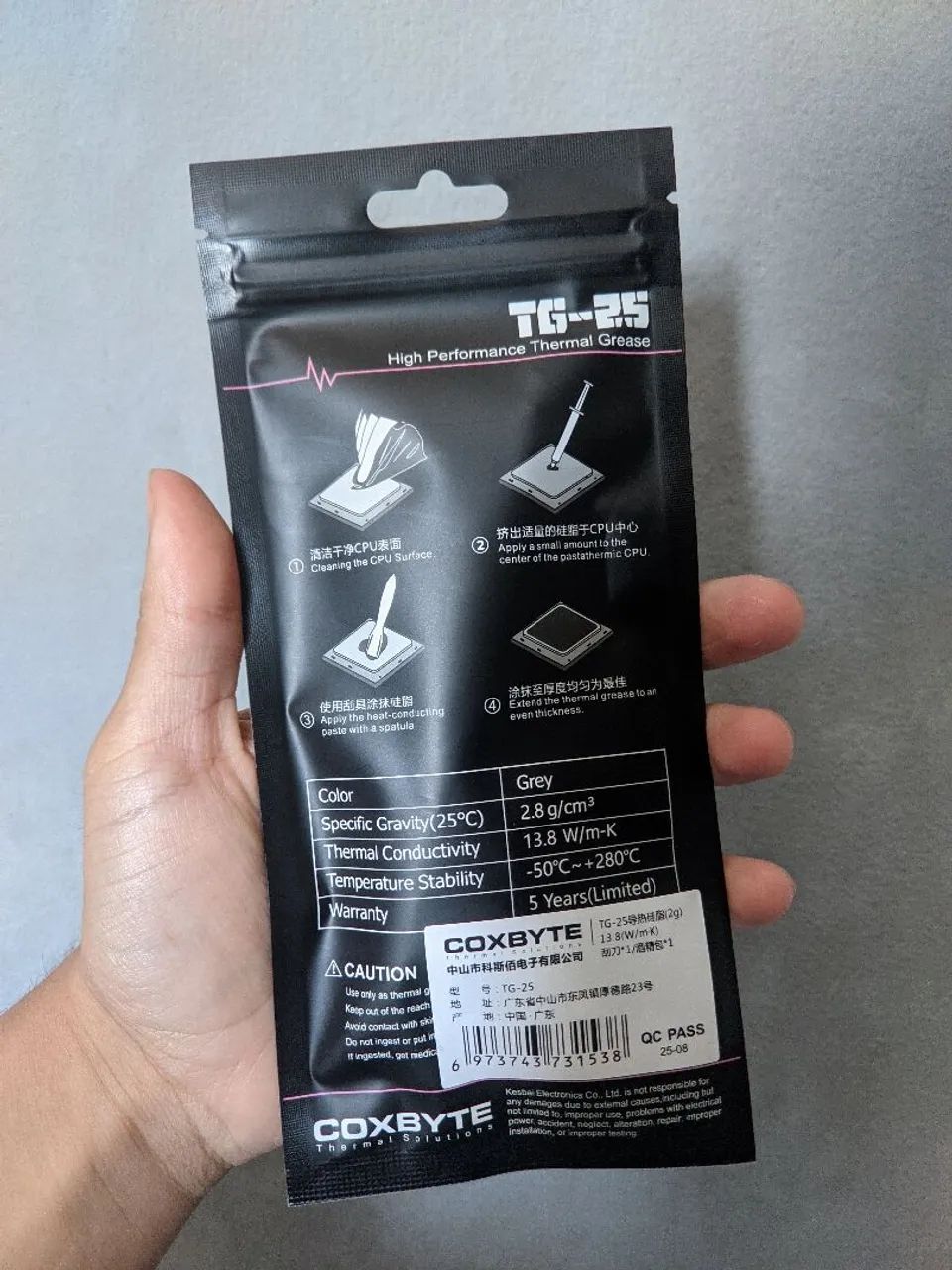 Pasta térmica Coxbyte TG-25 2g 13.8W/mK lacrada - Foto 3