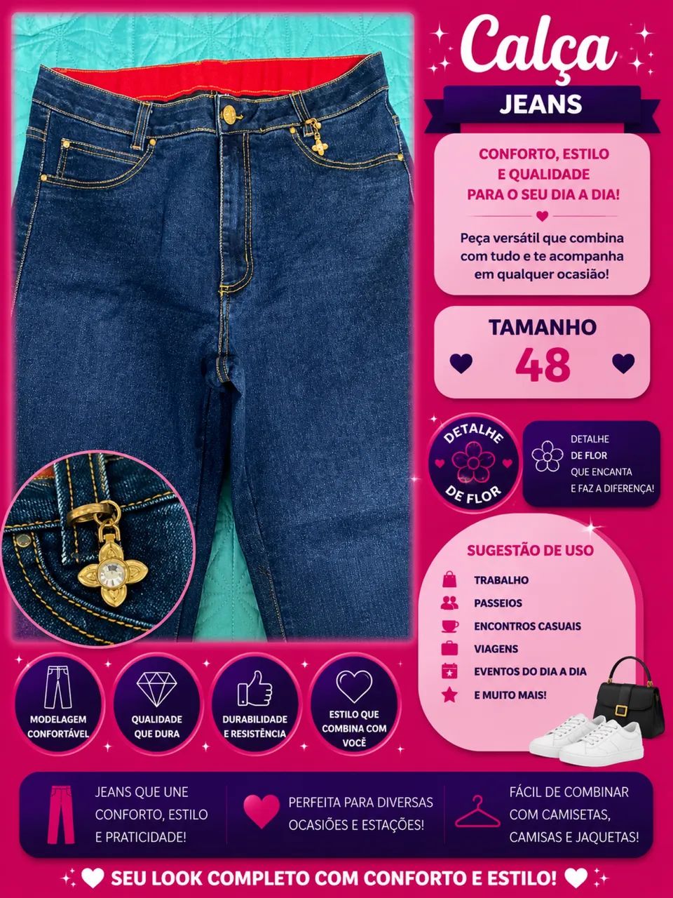 Calça jeans tamanho 48 