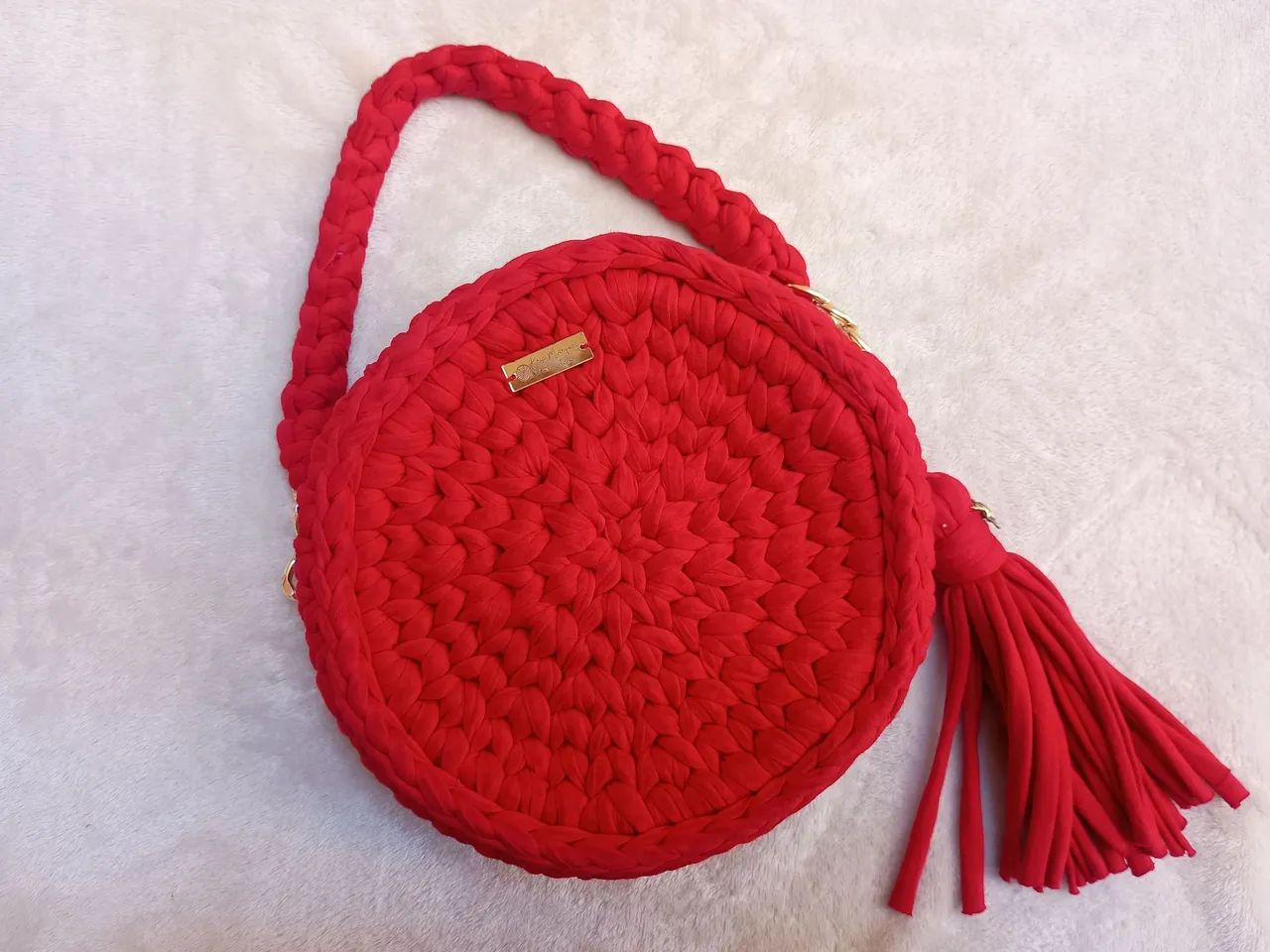 Bolsa de crochê vermelha 