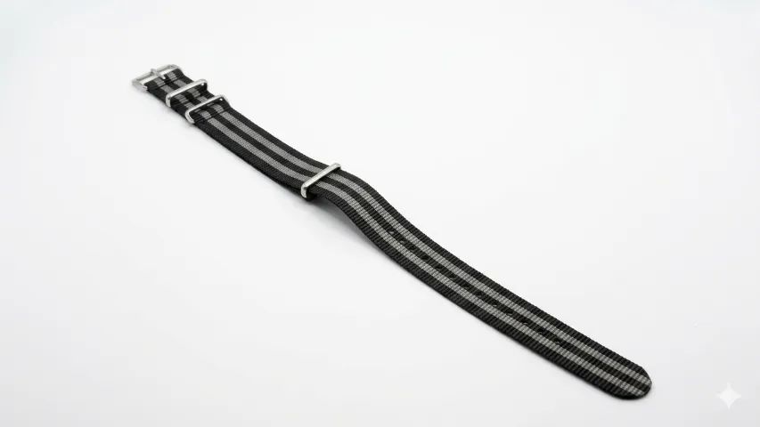 Pulseira para Relogio Nato Otan Preta com Listas Cinza 22mm