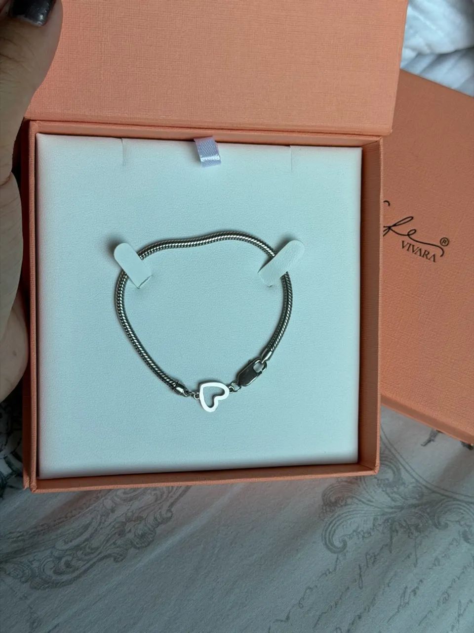 Pulseira Life Coração Em Prata 925 VIVARA - Foto 2