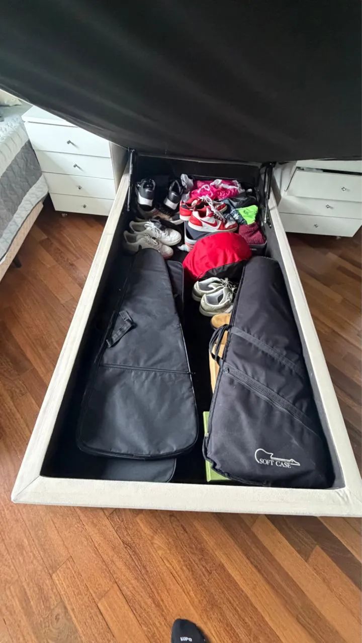 Cama de 2025 solteirão base box com baú com colchão  - Foto 4