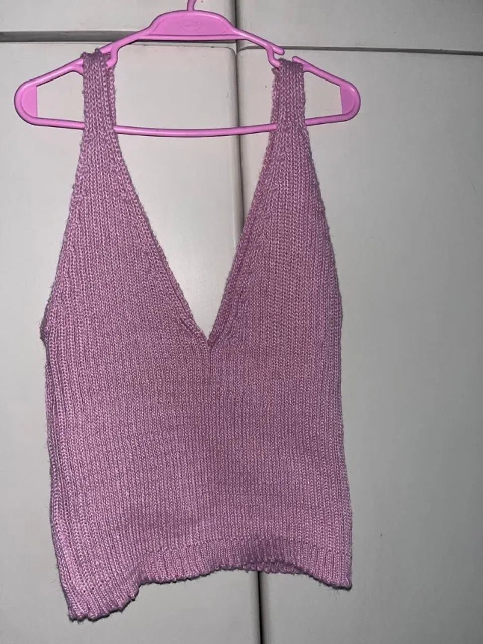 Blusa/cropped tricô rosa claro - Foto 2