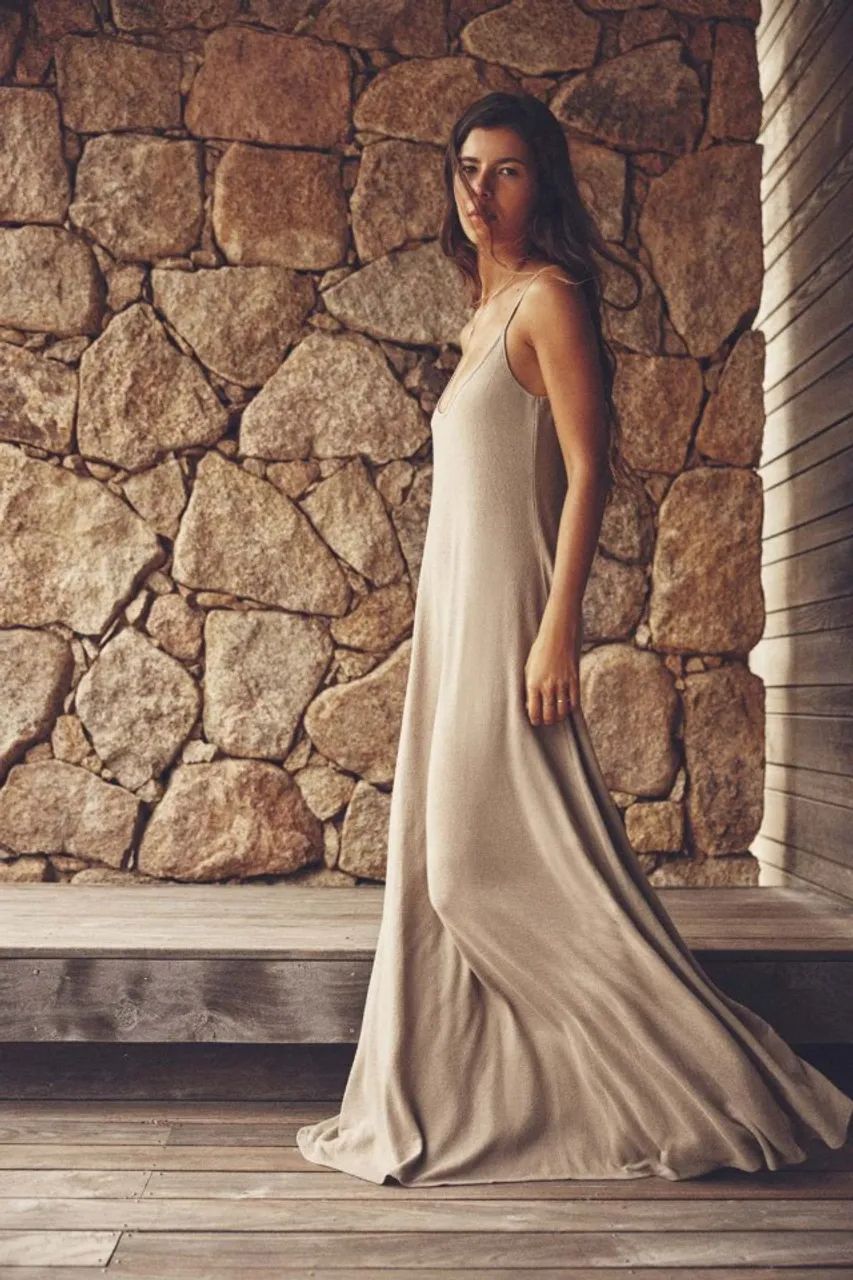 Vestido De Alças Zara Bege