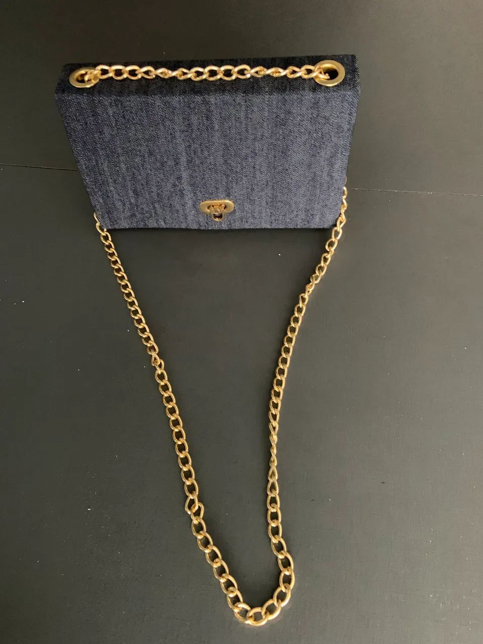 Bolsa jeans com alças douradas  - Foto 2