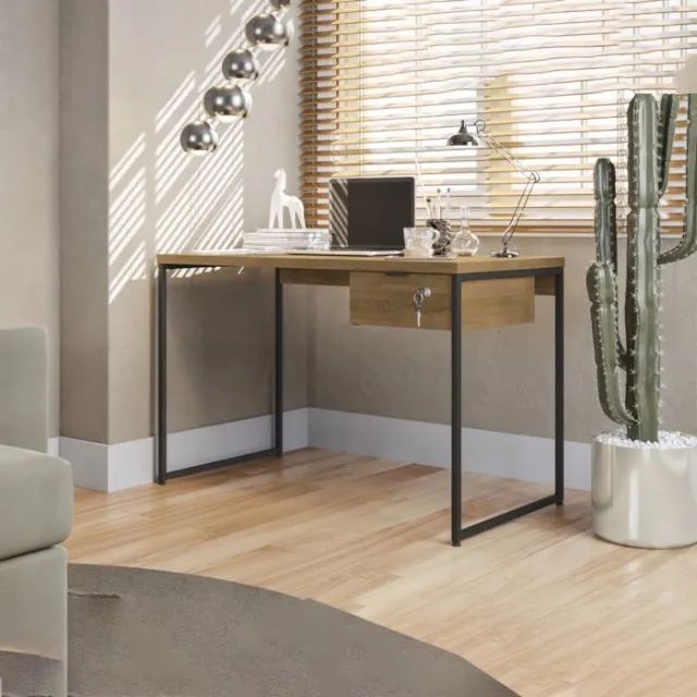 Mesa de escritorio 1,36x0,6 com gavetas escrivaninha Resistente