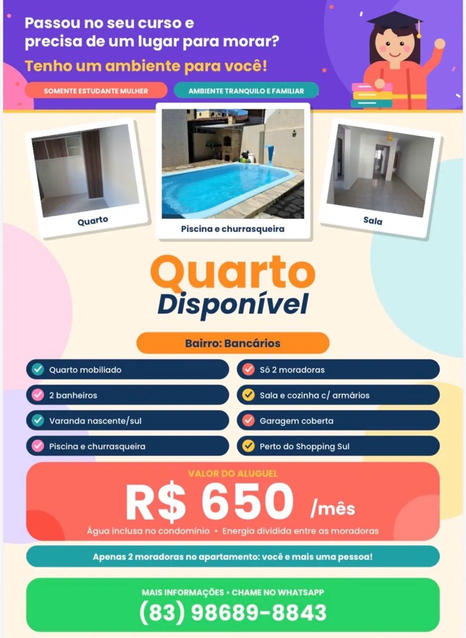 Quanto para estudante (mulher)