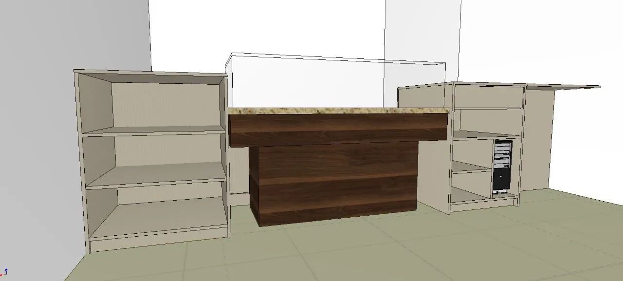  Balcão de MDF frente de atendimento de loja