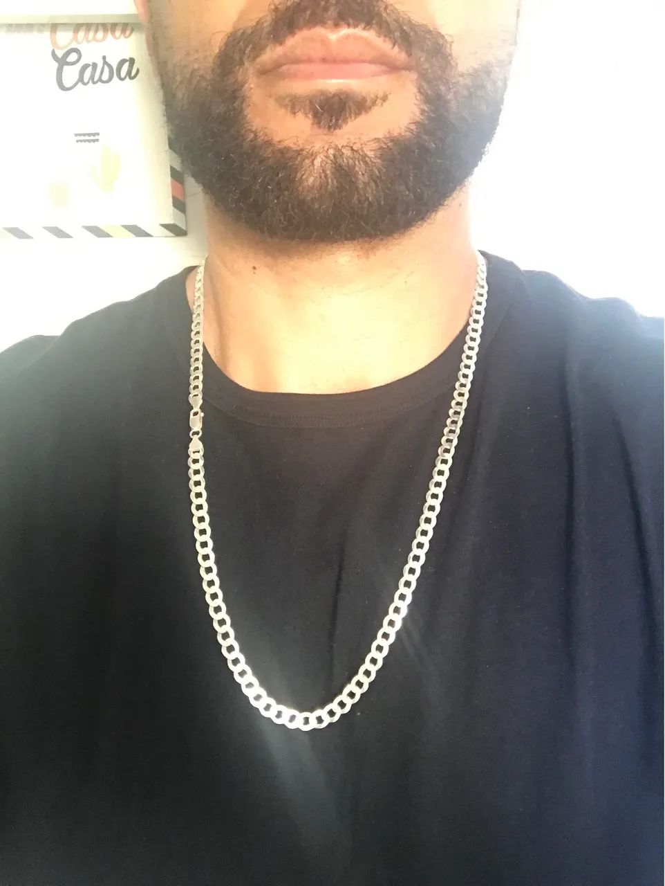 Corrente de prata pura 7mm 70cm + pulseira de prata pura  - Foto 2