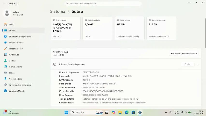 Notebook Dell Inspiron 5458 - i5 | 8GB RAM | SSD 240GB - Foto 3