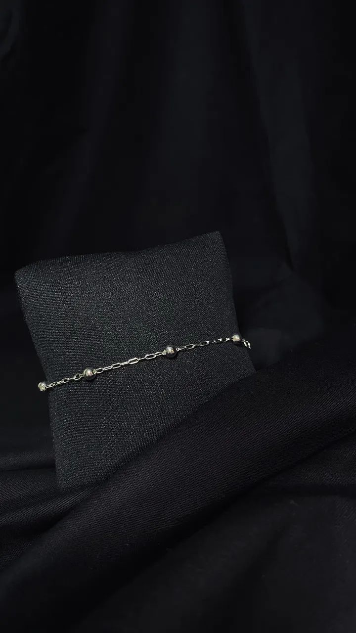 Pulseira de prata de bolinhas - Foto 2