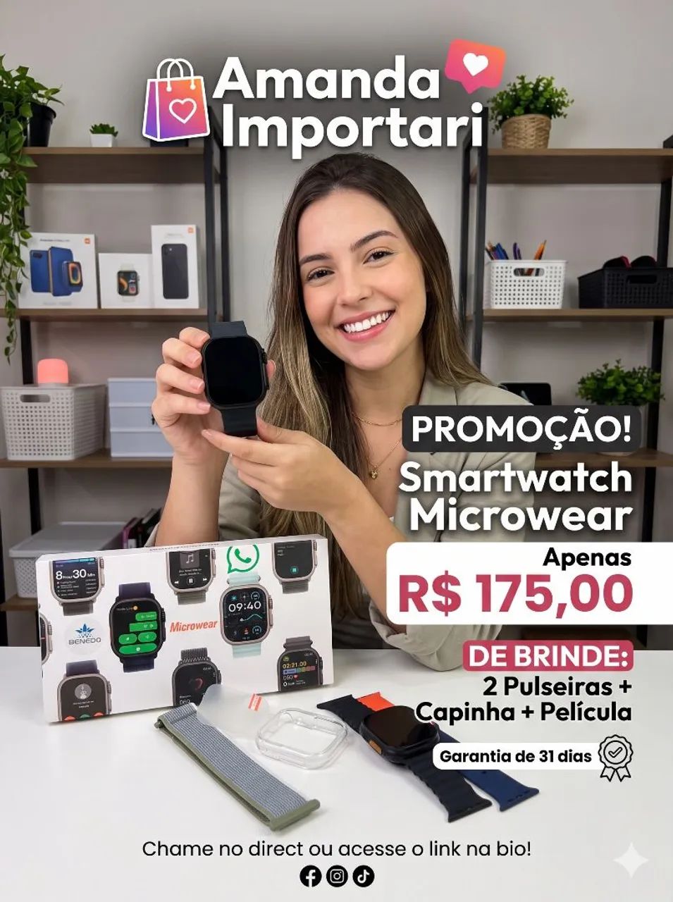 Smartwatch ultra com pulseira Extra 
