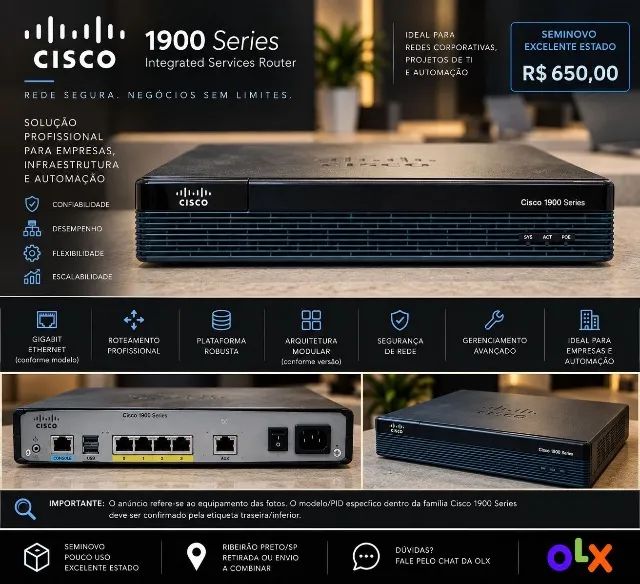cisco　Compet ルルテイル ブラックグレー No.19662 Cisco 1900 Series - Roteador Empresarial / Automação