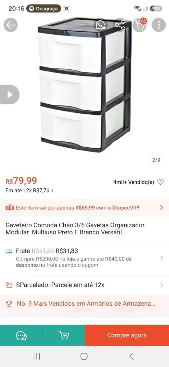 Gaveteiro com 3 gavetas grandes - Foto 2