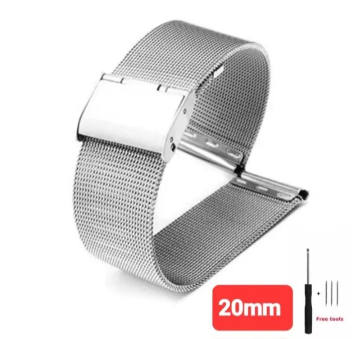Pulseira de aço inoxidavel tipo milanese largura de 20mm