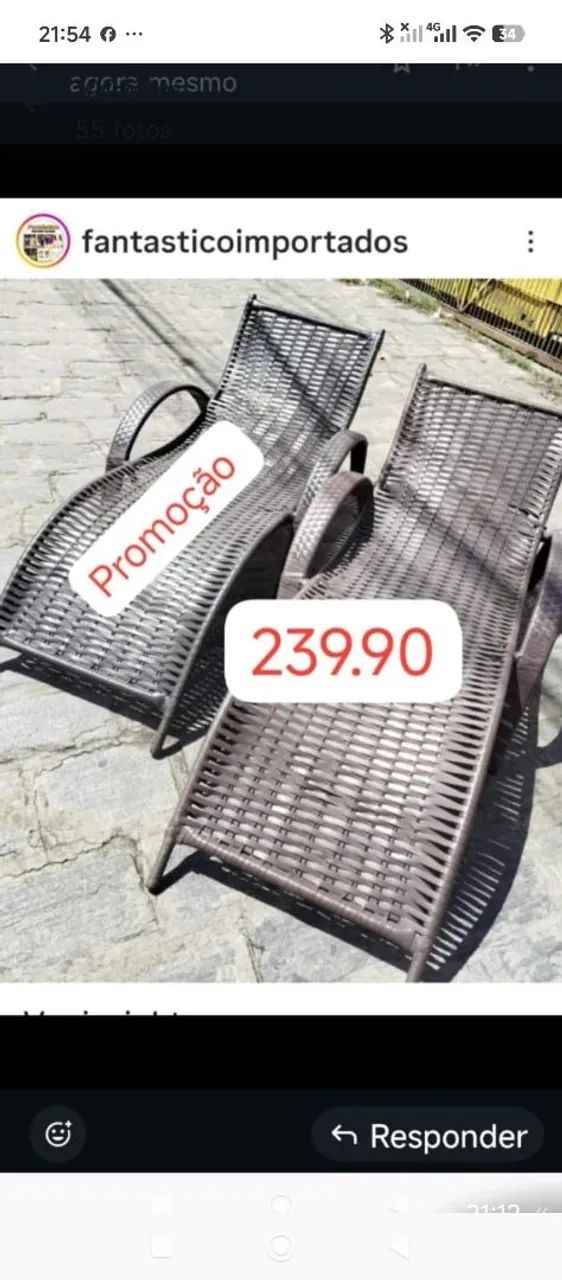 Espreguiçadeira de Fibra. Aprova de sol e água 