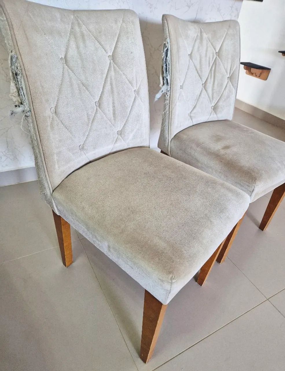 6 cadeiras de jantar em suede - Foto 3
