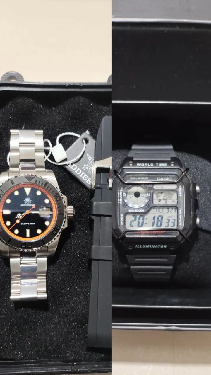 2 relógios, casio e addiesdive 