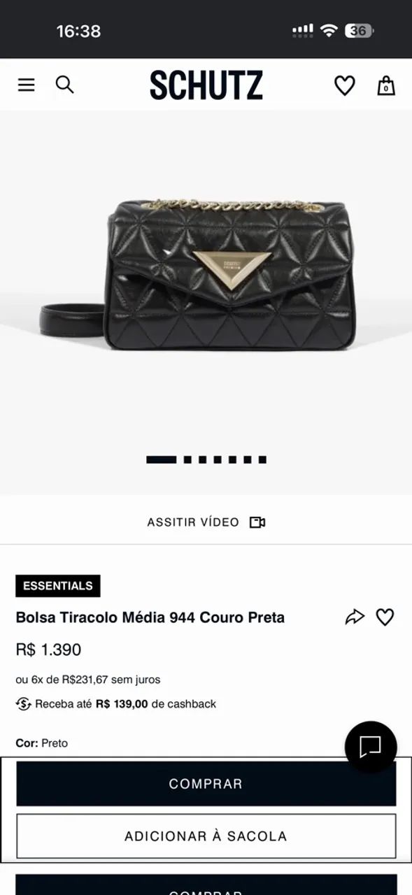 Bolsa couro tamanho médio Schütz 
