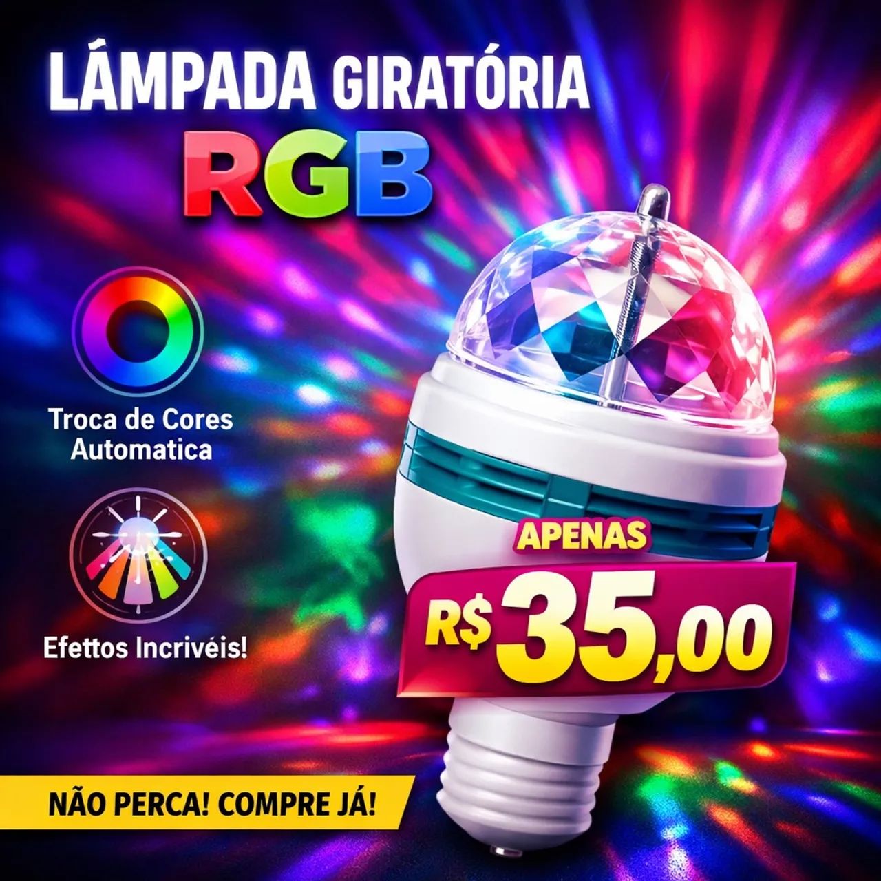 Lâmpada giratória rgb
